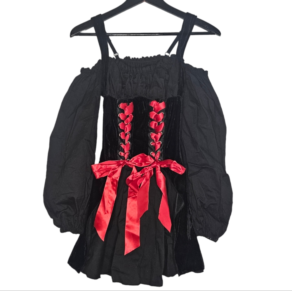 Women's black and red  pirate costume dress good quality